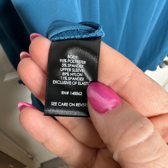 Torrid Women's Blouse with Shoulder Lace Panels in Teal Blue Size 4‎ (4x/26) NEW - Picture 10 of 10